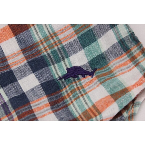 Tommy Bahama Plaid Linen Shirt Men’s XLT Button Front Multicolor Lightweight - Picture 8 of 11